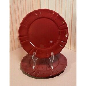 JCPenney Home Ashley Red Ruffle Edge Stoneware Dinner Plates Set Of 2 - 10.5”
